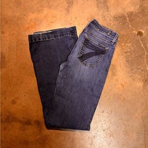 Dark Wash Straight Leg Jeans with Back Pocket Stitching